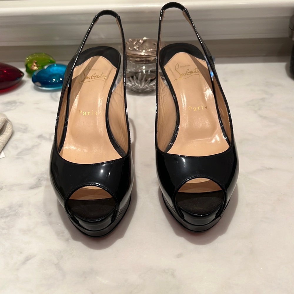 CHRISTIAN LOUBOUTIN | Patent Leather Slingback Platform Pumps
